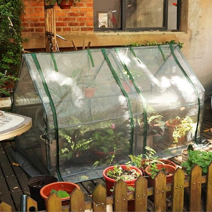 Gardzen Mini Greenhouse with Zipper Mesh Cover 71.7"(L) x36.2(W) x42.5(H) | Steel Frame Portable Outdoor Greenhouse, Enhanced Ventilation, Ideal for Spring, Summer & Fall - size: 71”(L) x36”(W) x42”(H)