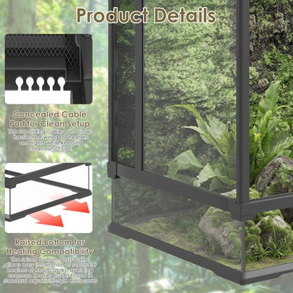 Erinnyees 67 Gallon Reptile Terrarium with Top Screen Ventilation, Snake Habitat with Heating Pad Space, Front Opening Reptile Vivarium with Sliding Cable Outlet for Snakes, Leopard Geckos, Turtles - size: 67 Gallon