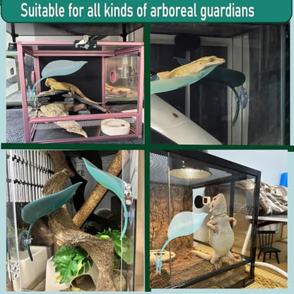 Crested Gecko Tank Accessories，Crested Gecko Hide，Frog Habitat Platform，Gecko Wall Climbing Toy &Reptile Branches（3PCS） (Light Blue) - color: Light Blue
