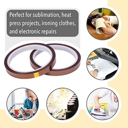 Mr. Pen Heat Tape - 10mm x 33m (108ft), 2 Rolls | High Temperature Tape for Sublimation and Heat Press