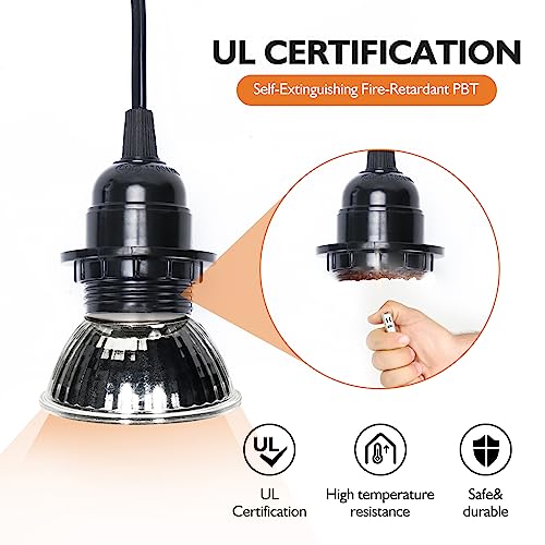 Heater Lamp Base,Heat Lamp Holder 4.75ft Hanging Lantern Pendant Light Lamp Cord Cable E26/E27 Socket (Double Lamp Base) - style: Double Lamp Base