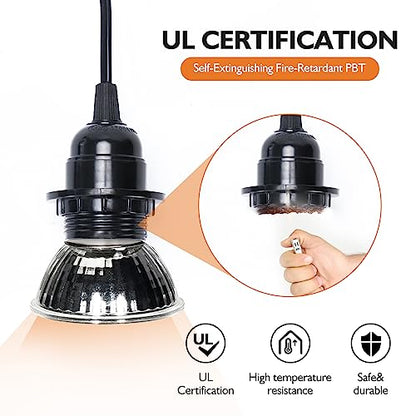 Heater Lamp Base,Heat Lamp Holder 4.75ft Hanging Lantern Pendant Light Lamp Cord Cable E26/E27 Socket (Double Lamp Base) - style: Double Lamp Base