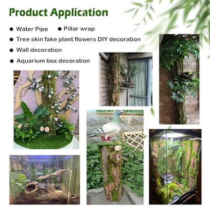 kathson Reptile Cork Terrarium Background Decor,Habitat Fitting Bark Backdrop Wall Artificial Moss 3D Aquarium Panel for Lizard Gecko Tortoise Spider Bearded Dragon Chameleon Snake Amphibian(2Pcs)