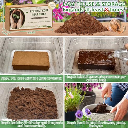 12 Pack Coco Coir Bricks for Plants- 100% Organic Coconut Coir Soil | Compressed Coconut Fiber Substrate, Coco Peat Garden Soil for Seed Starter, Potting Mix and Indoor & Outdoor Plants - size: 12 Pack