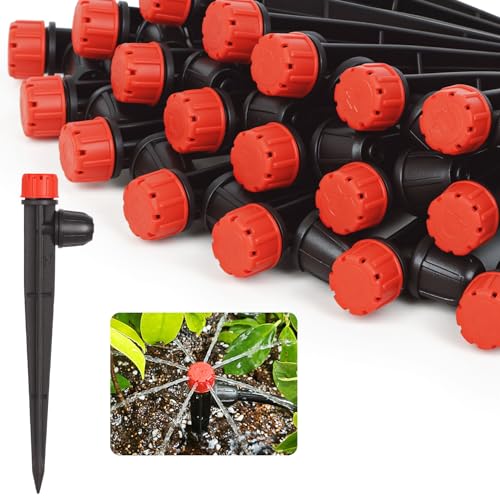 Drip Emitters for 1/4" Drip Irrigation Tubing 25 pcs Drip Irrigation Emitters with Lock Barbed 360 Degree Adjustable Water Flow Irrigation Sprinkler Heads for Garden Plants Flower - size: 25 Pcs Drip Emitters with Lock Barb
