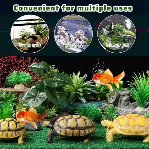 SEWACC Turtle Basking Platform Artificial Grass Turf for Aquarium Fish Tank Reptile Resting Floating Simulated Lawn Floating Platform 19.7X9.8 Inches