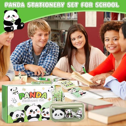 Ulema 78Pcs Cute Stationery Set Cartoon Panda Birthday Gifts for Boys Girls Back to School and Kawaii Classroom Office Supplies with Panda BallPoint Pen, Pencils, Erasers, Sticky Notes etc. - style: Panda