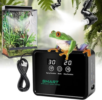Automatic Reptile Mister Timer 360 Nozzle Terrarium Misting System | Automatic Reptile Mister with Timer 360 Nozzles External Water Supply Quiet Misting System Easy DIY for Terrariums Humidifier