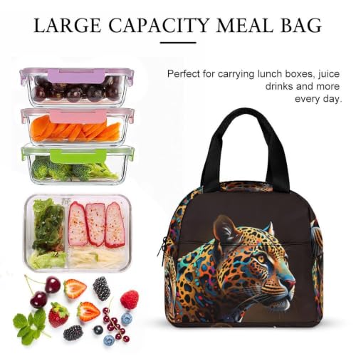 Glittery Leopard Lunch Bag for Women Men | Insulated Lunch Box Leakproof Food Meal Containers Reusable Foldable 6L Capacity Lunch Tote Bags for Work Picnic Travel - color: style-18