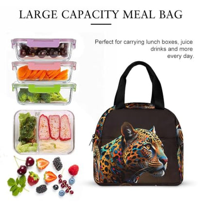 Glittery Leopard Lunch Bag for Women Men | Insulated Lunch Box Leakproof Food Meal Containers Reusable Foldable 6L Capacity Lunch Tote Bags for Work Picnic Travel - color: style-18