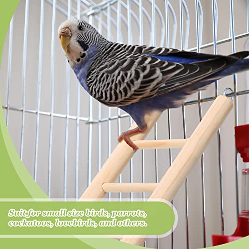 Kigeli 6 Pcs Wood Bird Ladder for Cockatiels, Small Hanging Bird Ladder for Cage, Parrot Step Hanging Climbing Toys for Pets Parakeets, Cockatoo and Lovebirds