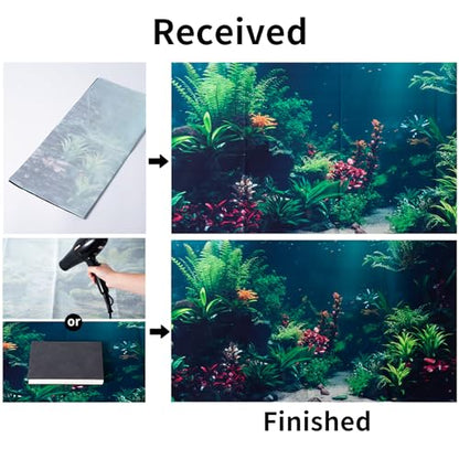 3 Pack Aquarium Background, 36x18 inch Polyester Aquarium Background | Cloth Fish Tank Background, Undersea Corals Sunshines & Rock Aquatic Plants, Backgrounds for Fish Tank - size: 36x18 Inch