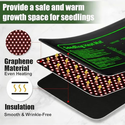4 Pack Seedling Heat Mat for Seed Starting Plants Germination, 10"x20.5" | Improve germination rate, Stable uniform heat, Ideal germination temperature 75- 95°F(24-35°C),Waterproof, Fit 1020 Tray - size: 10×20"-4P