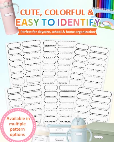 Tinabless 480 Pcs Waterproof Name Labels for Kids, Black & White | 480 Black And White Waterproof Name Labels For Kids' Bottles, Lunch Boxes, Water Bottles And School Supplies. - color: Black & White-480pcs
