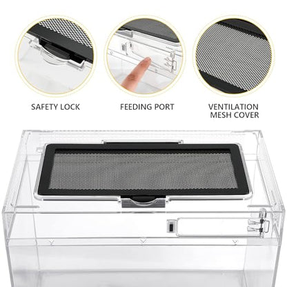 Reptile PC Terrarium Amphibian Tank Spider Enclosure Snake Cage 7x11.8x5.9inch Suitable for breeding Leopard Gecko,Frog,Hermit Crab,Lizards,Isopod,Tarantula,Turtles,Chameleons,Jumping Spiders - color: Transparent, size: Large