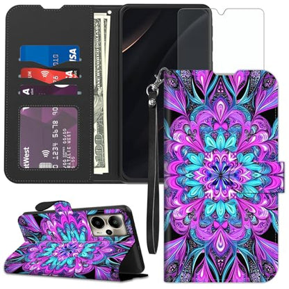 for Cricket Outlast 5G 2024 Wallet case with RFID Blocking Credit Card Holder Kickstand, Folio Flip PU Leather Shockproof Protective Cover for AT&T Motivate Pro 5G, Heart Pattern - color: Heart Pattern
