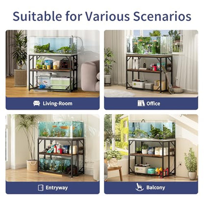 METYERRY 40 Gallon Fish Tank Stand with Power Outlet,Adjustable Shelf | 660 LBS Heavy Duty Metal Frame, Fits Fish Tanks Reptile Tanks and Turtle Tanks, Water Resistant Board, Home Aquarium Setup - color: Rustic Brown, size: 40 Gallon