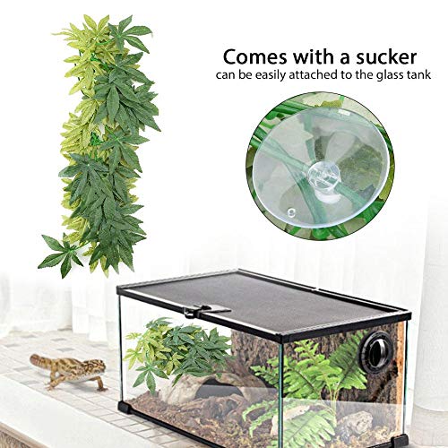 Yosooo Artificial Plants Fake Leaves Plastic Green Grass with Sucker for Aquarium Fish Tank Reptile Terrarium Habitat Box Cage Terrarium Ornaments Outside Home Garden Eco-Friendly Decor(50cm/19.69in) - size: 50cm/19.69in