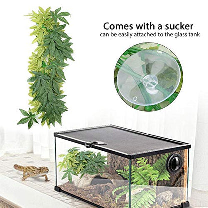 Yosooo Artificial Plants Fake Leaves Plastic Green Grass with Sucker for Aquarium Fish Tank Reptile Terrarium Habitat Box Cage Terrarium Ornaments Outside Home Garden Eco-Friendly Decor(50cm/19.69in) - size: 50cm/19.69in