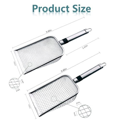 Chicken Poop Scooper, 2pcs Lightweight Sturdy Metal Scoop & Rake with 3.8mm/5mm Mesh for Small Coops, Easy Sifting Sand & Waste, Essential Backyard Poultry Cleaning Supplies