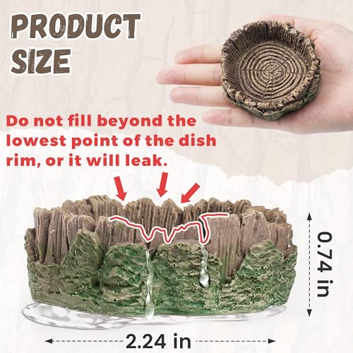 Mygeromon Reptile Water Dish Hermit Crab Food Bowl Small for Tank Feeding | 2 Pack, Resin