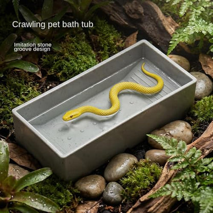 Tortoise Soaking Tray Non-Slip Bathing Pool | Reptile Food Water Bowl for Geckos Snakes Pets Habitat Aquarium Terrarium Outdoor