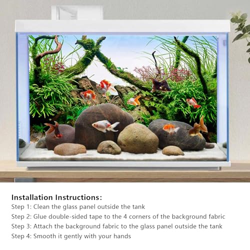 YongFoto Fish Tank Background 24x16 inch Aquarium Background River Bed Waterweeds Moss Lake Aquatic Plant Undersea Tree Branch Backdrop Reptile Habitat Terrarium Background - color: Green-5, size: 24x16in/60x40cm
