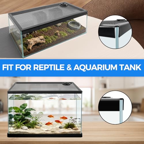 REPTI ZOO Terrarium Screen Cover with Cable Control for Reptile & Aquarium Tank, 24x12 inch Durable Steel Frame & Mesh Top for Reptile & Turtle & Fish Tank - size: 24x12 inch
