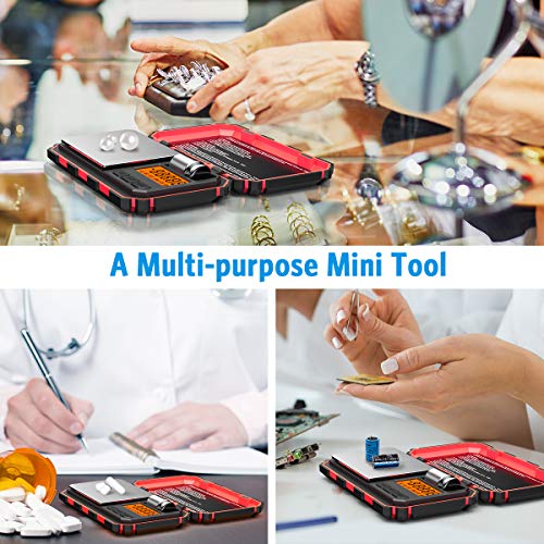 Digital Pocket Scale, 200g /0.01g Kitchen Scale, Electronic Smart Scale with 50g Calibration Weight, Mini Digital Scale for Jewelry, Spices etc (Battery Included) - color: Red