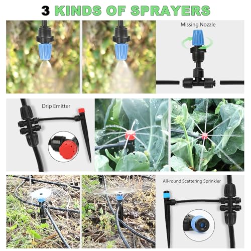 250FT Drip Irrigation Kit – 2026 New Quick-Connect Micro Irrigation System with 1/4'' 1/2'' Tubing (177FT (46FT 1/2 Inch+131FT 1/4 Inch) - size: 177FT (46FT 1/2 Inch+131FT 1/4 Inch）
