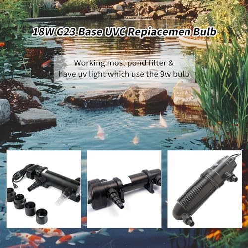 18W UV Light Bulb for Pond Aquarium Outdoor Light Clarifier | Aquarium UV Lights Water Garden Clarifier, 2 Pack 18W Replacement Light for , Fish Tank, Turtle tank, for G11 Base - size: 18W-UVC-2P