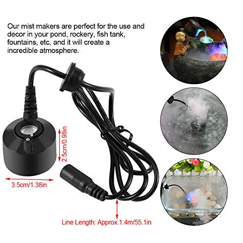 Mini Mist Maker Fogger Water Fountain Pond Fog Machine Atomizer, Indoor Fountain Mister Foggers, for Water Feature, Halloween, Christmas and Other Holiday Decorations(No Light)