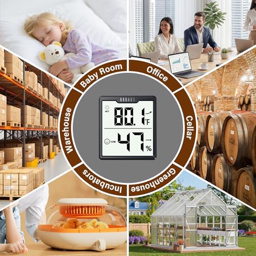 DOQAUS 3 Pack Digital Hygrometer Indoor Thermometer Humidity Meter Room Thermometer with 5s Fast Refresh Accurate Temperature Humidity Monitor for House, Baby Room, Greenhouse, Incubator