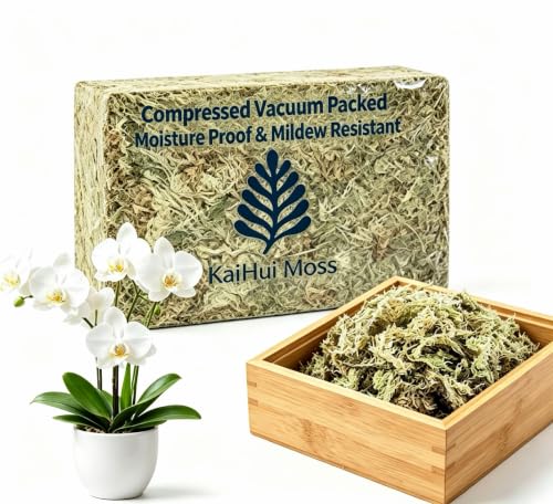 8OZ Compressed Dry Long Fiber Sphagnum Moss, Orchid Moss for Phalaenopsis, Carnivorous Plants & Reptile Terrariums