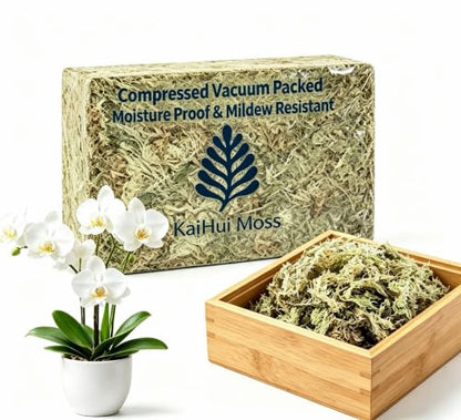 8OZ Compressed Dry Long Fiber Sphagnum Moss, Orchid Moss for Phalaenopsis, Carnivorous Plants & Reptile Terrariums