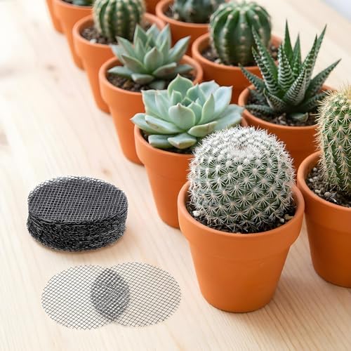 Amaxiu 120Pcs Plant Pots Hole Mesh Pad, 2 in Round Flower Pot Drainage | Mesh Mats Bonsai Potting, Eye Mesh Mats, Barrier for Gardening to Prevent Soil, Leaking Horticultural Enthusiasts
