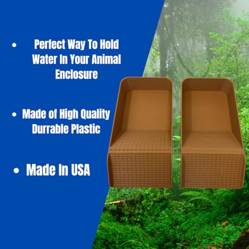 Hermit Crab, Lizard, Turtle, Amphibian XL Watering Pool | Platform Pool Accessory with Access Ramp for Pet Habitats | 9.75" x 5" | Made in USA (X-Large) (Salt + Fresh, Tan) - color: Salt + Fresh, Tan