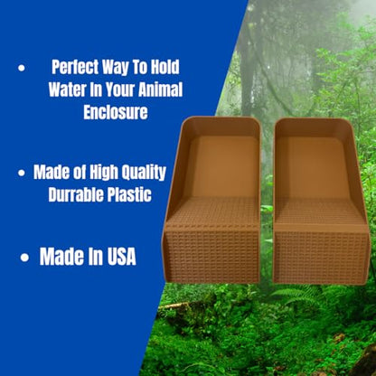 Hermit Crab, Lizard, Turtle, Amphibian XL Watering Pool | Platform Pool Accessory with Access Ramp for Pet Habitats | 9.75" x 5" | Made in USA (X-Large) (Salt + Fresh, Tan) - color: Salt + Fresh, Tan