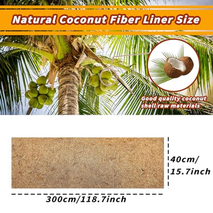 Hamiledyi 118x15.7in Reptile Carpet Coconut Fiber Substrate Large Coco Liner Roll Lizard Cage Mat Natural Coco Fiber Bedding for Bearded Dragon Turtles Iguana Tortoise Pad Garden Decoration - size: 15.7x118Inch
