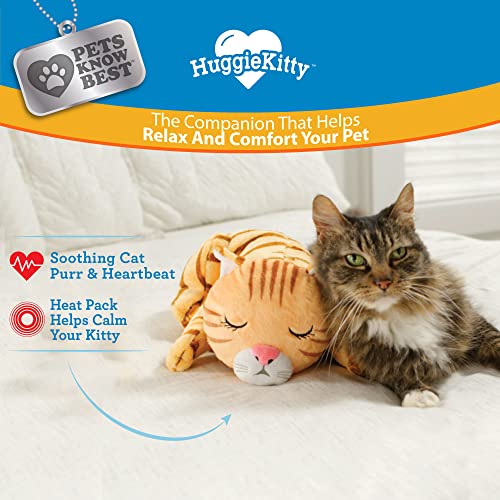 HuggieKitty by Pets Know Best- Cuddly Cat Toy, Soothing Sound & Warmth Help Relax & Comfort Your Pet- Purr & Heartbeat, Heating Pack- Orange - color: Orange