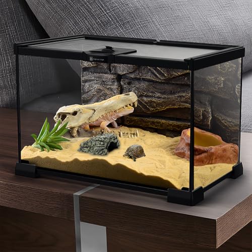 Natural Rock Reptile Hide Cave, 3.15 in Diameter, L | Lizard Turtle Snake Gecko Habitat, Aquarium Terrarium Decoration, Non Slip Surface Texture, Secure Retreat Area - size: 5.3 x 4.3 x 3.1 in
