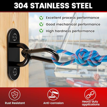 304 Stainless Steel Pad Eye Snap Hook, M5 Ceiling Hook 500Lb,8Pcs | Hanging Kit with Screws for Hammock Chair Swing, Yoga Gym Equipment, Sun Shade Sail, Plant Hangers & Marine Boat Hardware - size: 2 Inch, style: Black Oval