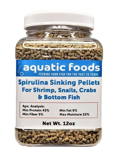 Spirulina Sinking Pellets for Shrimp, Snails, Crabs, Catfish, Plecos for All Tropical Fish 1/16" x 3/8" Pellets by Zeigler...12oz Small Jar - size: 12 Ounce (Pack of 1)