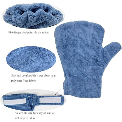 3 Pack Sugar Glider Tote Plush Sleeping Pouches and Anti Bite Calming Mitten, Warm Sleeping Bag Portable Drawstring Bonding Pouch Soothing Glove for Small Pets (Blue/Green/Gray) - color: Blue/Green/Gray