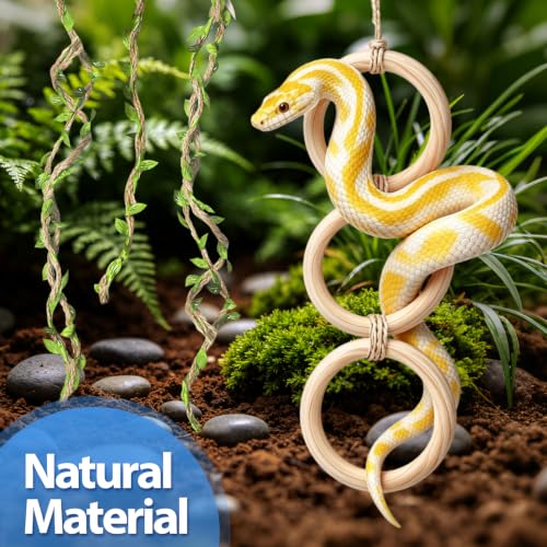 Harhana 12-Piece Snake Climbing Rings, Natural Wooden Rings for Corn Snake & Ball Pythons, Reptile Enclosure Accessories