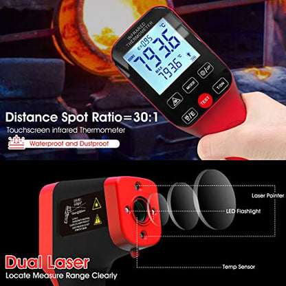 High Temp Thermometer, -58℉~2912℉ Non-Contact Digital Laser Temperature Gun with Color LCD Display for Cooking, Industrial HVAC Forge Metal