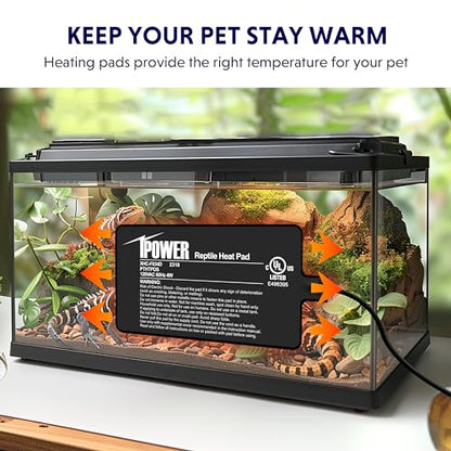 iPower 4X7 Inch Reptile Heat Pad Under Tank Heater Terrarium Warmer Heating Mat for Turtles Lizards Frogs and Other Small Animals - size: 4 X 7 Inch, style: Heat Pad