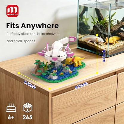 Axolotl Toy Building Set, Axolotl Doll Figures with Grass and River Scenery Accessories Building Kits, Axolotl Toys A Gift for Kids, Boys and Girls Ages 6 and Up