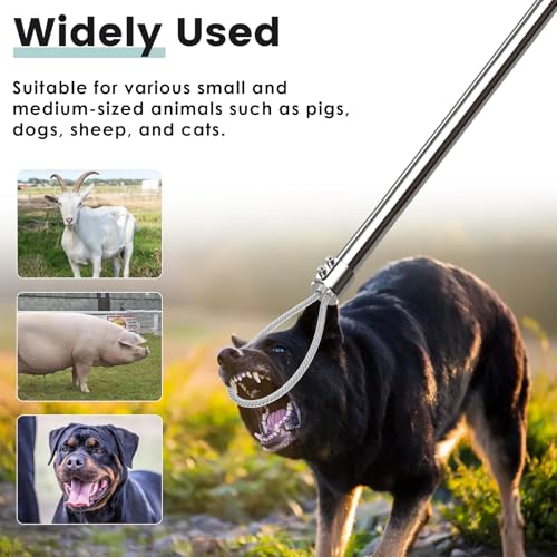 61" Dog Catcher Pole Portable Hog Pig Catcher Animal Control Pole Tool Stainless Steel Pig Holder Catch Pole for Dogs Livestock Farm Equipment