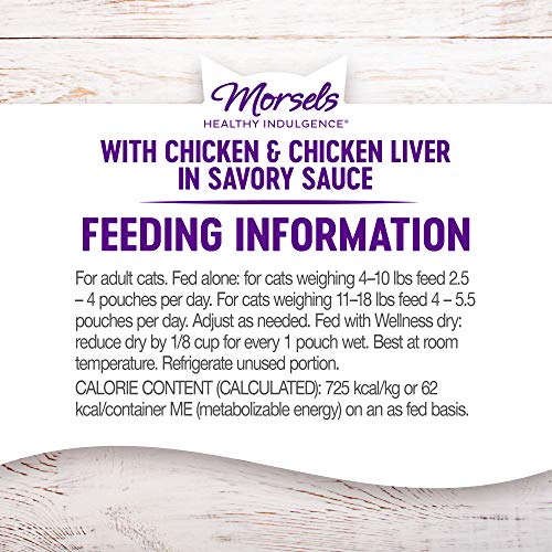 Wellness Healthy Indulgence Morsels Adult Wet Cat Food, Natural, Protein Rich, Grain Free, Chicken Recipe, 3 oz, Pack of 24 Pouches